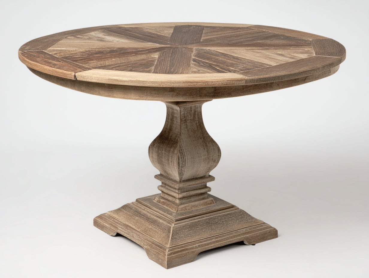 Tavolo da giardino - Legno massello - 125x125x76 cm - Naturale-Grigio naturale - Classico rustico