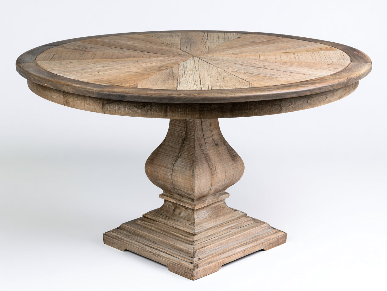 Tavolo da giardino - Legno massello - 125x125x76 cm - Naturale-Grigio naturale - Rustico elegante
