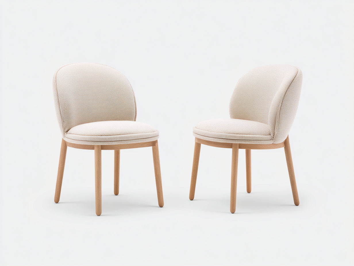 Sedia da pranzo - tessuto-legno - 55x57x82 cm - beige - moderno elegante