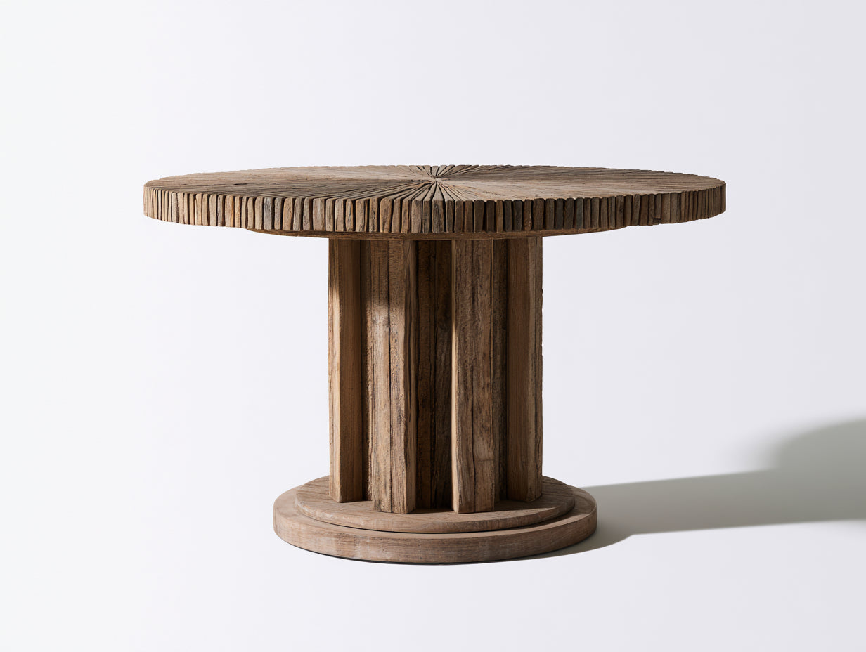 Tavolo da giardino - Legno massello - 115x115x74 cm - Naturale - Rustico radiale
