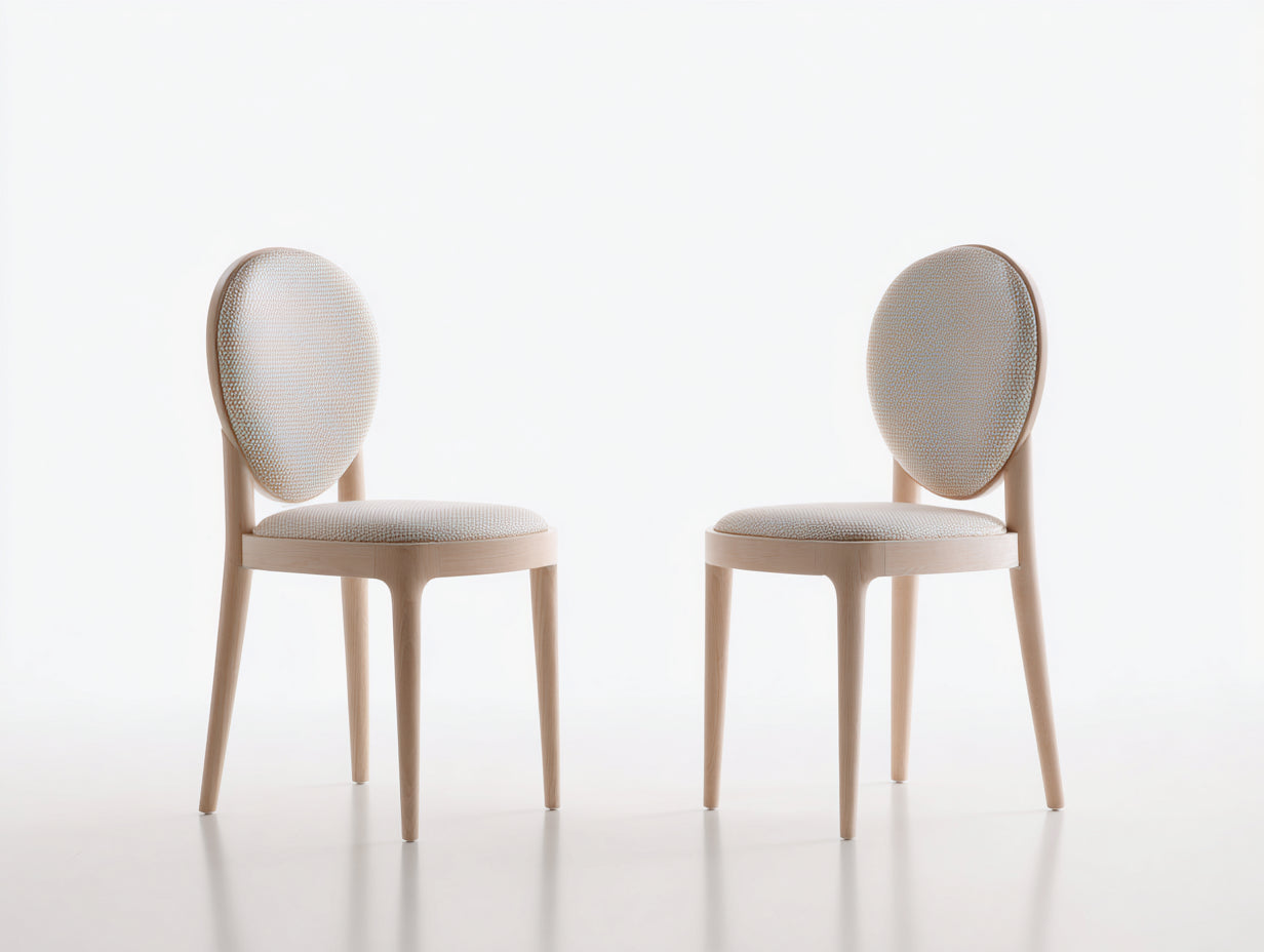 Sedia da pranzo - tessuto-legno - 53x56x83 cm - beige - moderno elegante