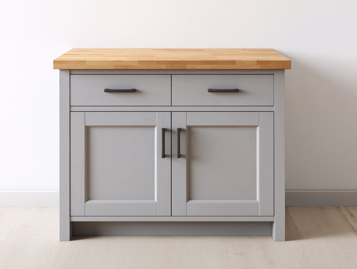 Credenza-legno ingegnerizzato-legno massello-82x42x86 cm-grigio-legno naturale-stile moderno funzionale