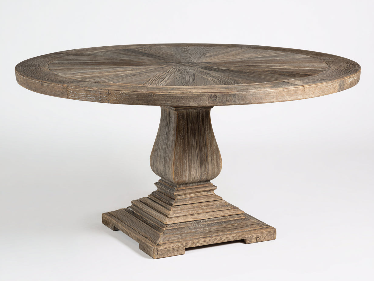 Tavolo da giardino - Legno massello - 130x130x76 cm - Grigio naturale - Classico rustico
