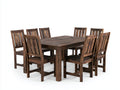Set da pranzo da esterno - Legno massello - 180x100x75 cm - Marrone scuro - Stile rustico moderno