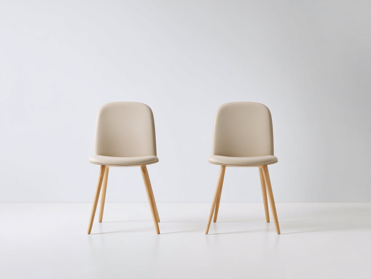Sedia da pranzo - tessuto-legno - 52x55x82 cm - beige - moderno elegante