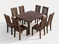 Set da pranzo da esterno - Legno massello - 185x100x75 cm - Marrone scuro - Stile rustico moderno