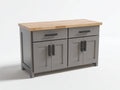 Credenza-legno ingegnerizzato-legno massello-135x45x86 cm-grigio-legno naturale-stile moderno funzionale