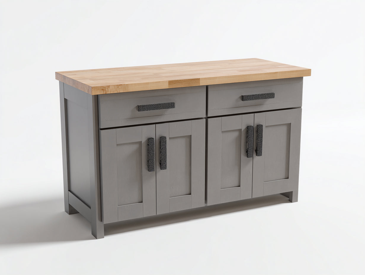 Credenza-legno ingegnerizzato-legno massello-135x45x86 cm-grigio-legno naturale-stile moderno funzionale