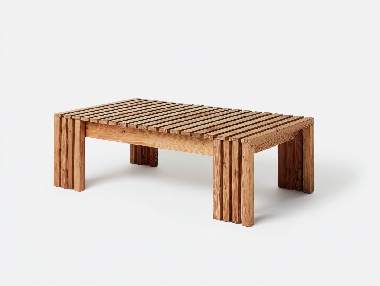 Tavolo da giardino - Legno massello - 110x60x42 cm - Naturale - Rustico contemporaneo