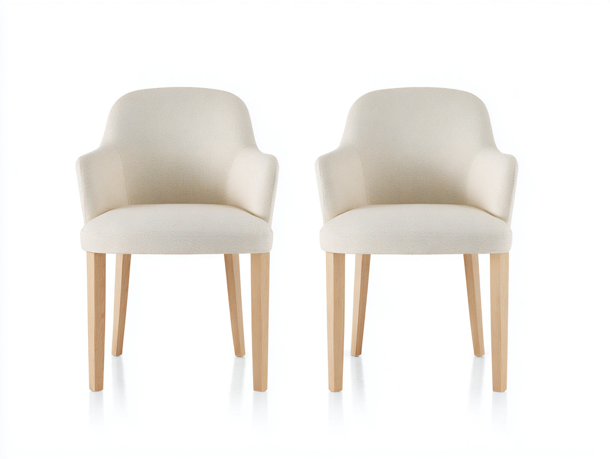 Sedia da pranzo - tessuto-legno - 57x58x82 cm - beige - moderno elegante