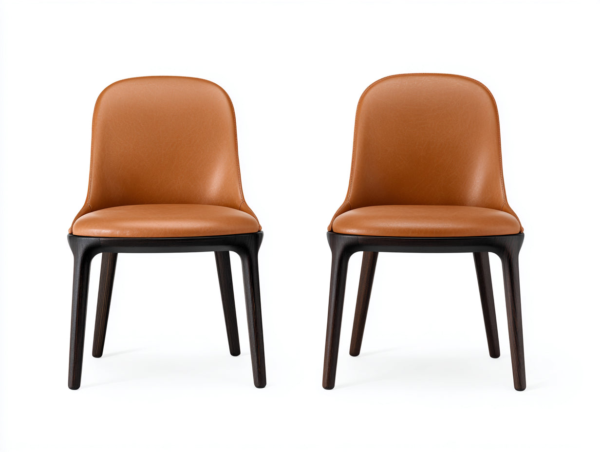 Sedia da pranzo - pelle sintetica-legno - 54x55x81 cm - marrone - moderno elegante