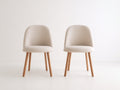 Sedia da pranzo - tessuto-legno - 52x53x81 cm - beige - moderno minimal