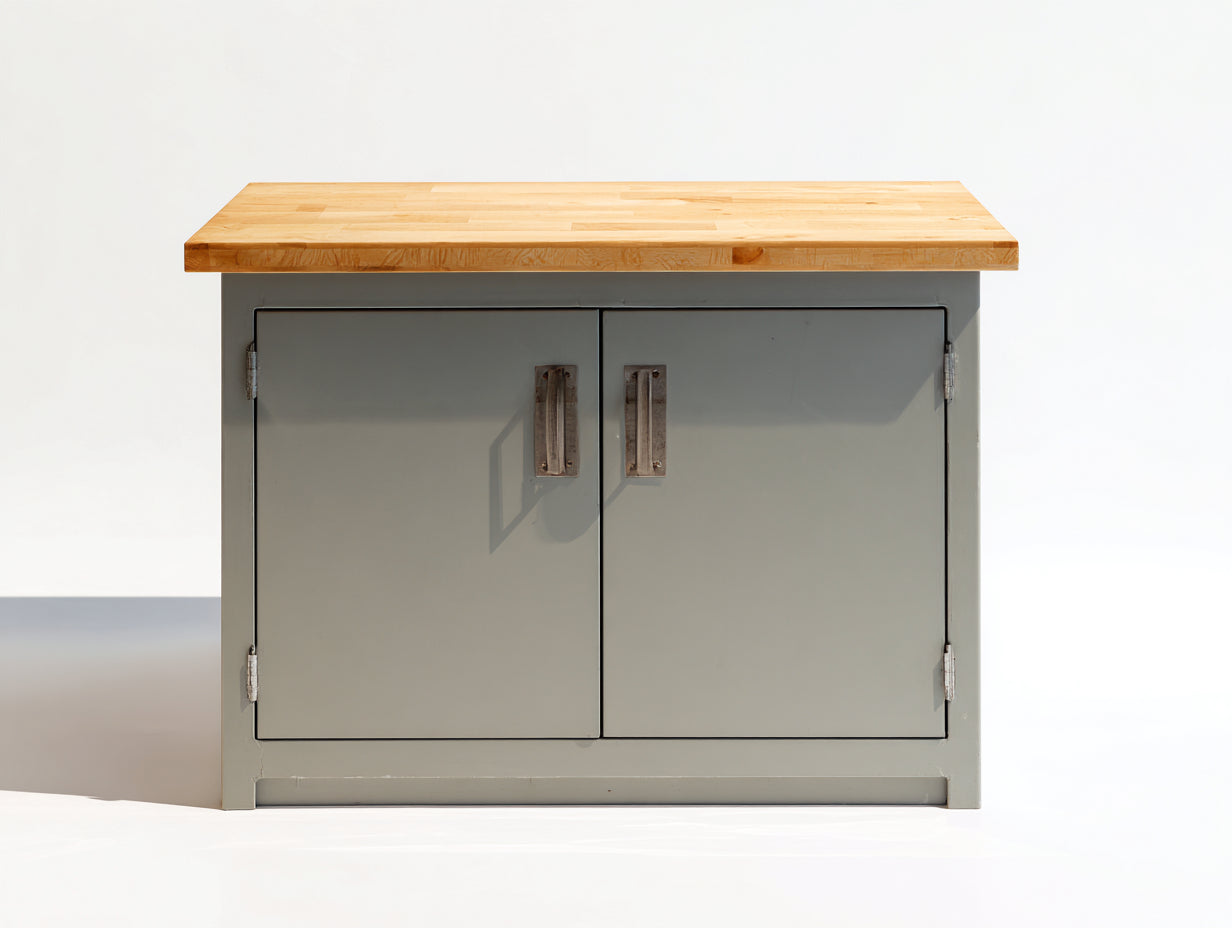 Credenza-legno ingegnerizzato-legno massello-90x42x75 cm-grigio-legno naturale-stile moderno minimalista