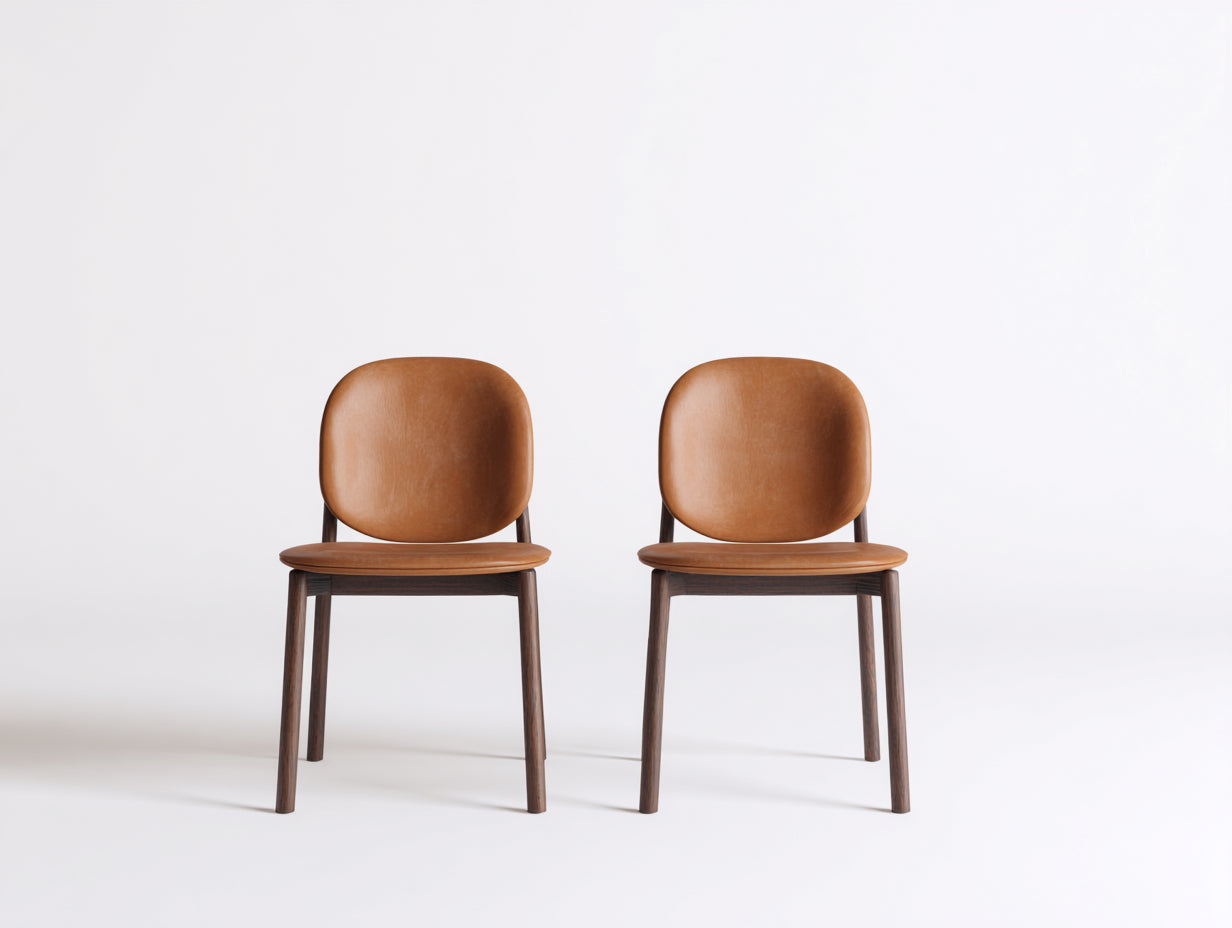 Sedia da pranzo - pelle sintetica-legno - 54x55x81 cm - marrone - moderno elegante