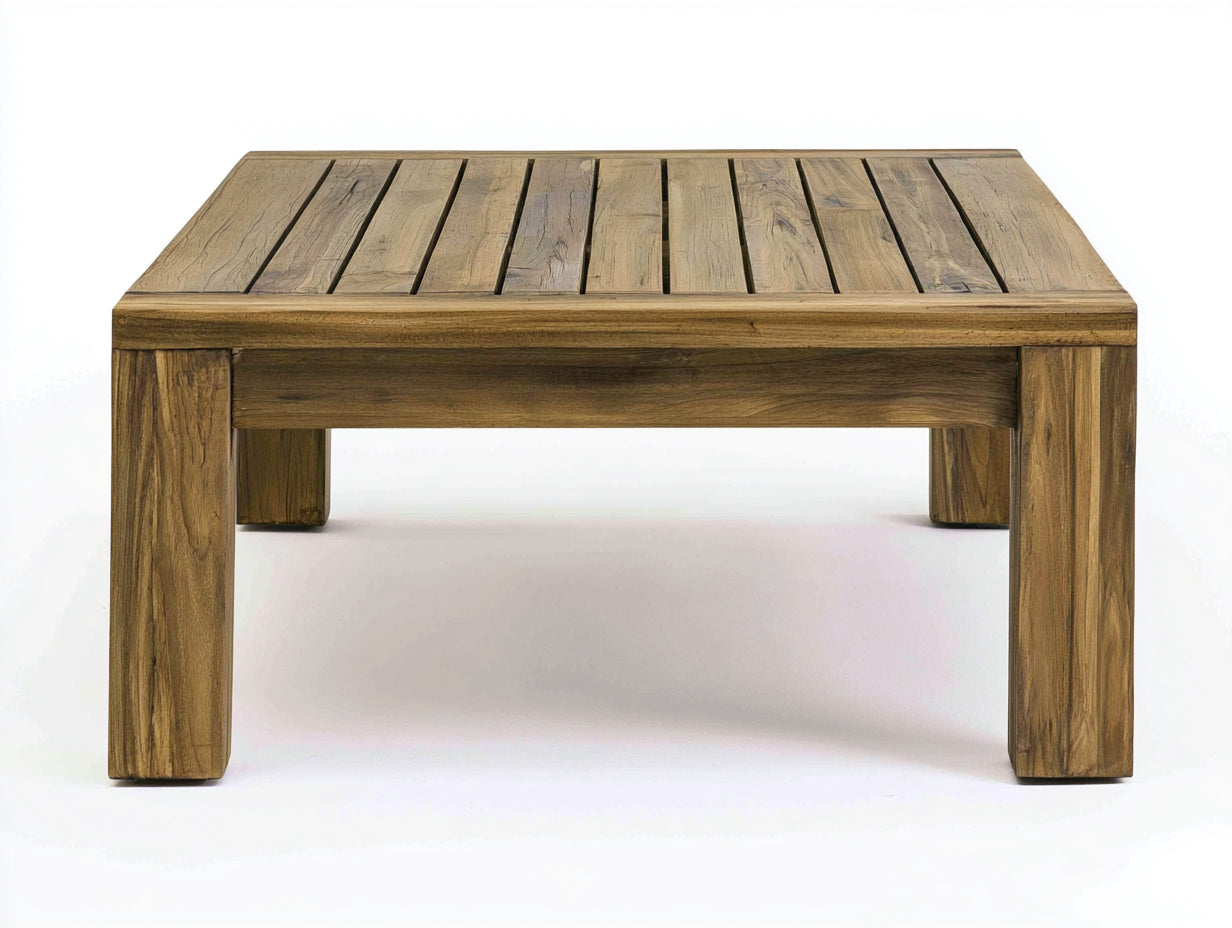 Tavolo da giardino - Legno massello - 100x60x45 cm - Naturale - Moderno rustico