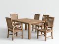 Set da pranzo da esterno - Legno massello - 165x95x75 cm - Naturale - Stile rustico moderno