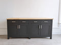Credenza-legno ingegnerizzato-legno massello-180x45x85 cm-grigio-legno naturale-stile moderno classico