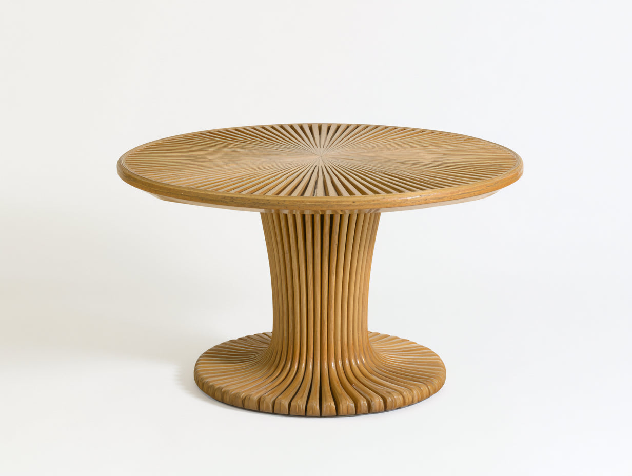 Tavolo da giardino - Legno massello - 130x130x74 cm - Naturale - Moderno radiale