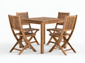 Set da pranzo da esterno - Legno massello - 90x90x75 cm - Naturale - Stile rustico pieghevole