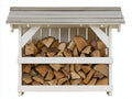 Portalegna - Legno massello - 160x55x135 cm - Bianco crema-Grigio naturale - Classico da esterno