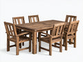 Set da pranzo da esterno - Legno massello - 160x90x75 cm - Naturale - Stile rustico moderno